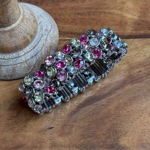 Multicolored Rhinesone Stretch Bracelet Silver Tone NWT